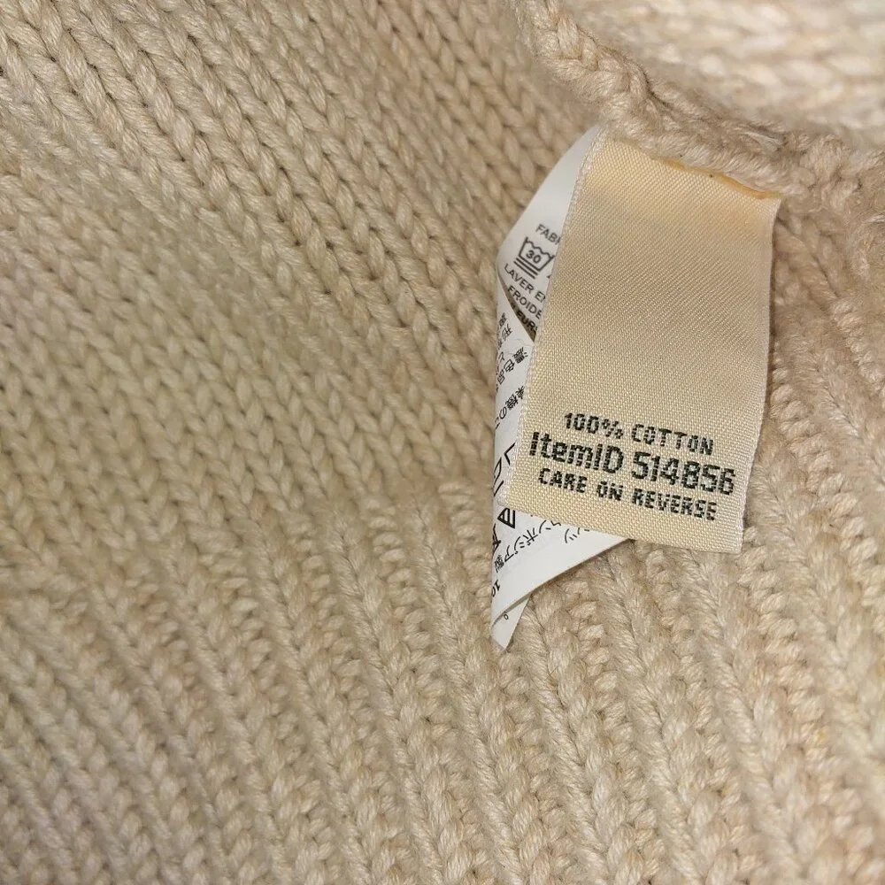 Women's Double L Mixed-Cable Funnelneck Cable Knit Sweater Sz 1X Oatmeal Heather